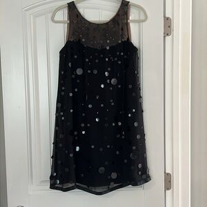 Vintage Nanette Lepore Silk Black Sequin Paillette Embellished Mini Dress